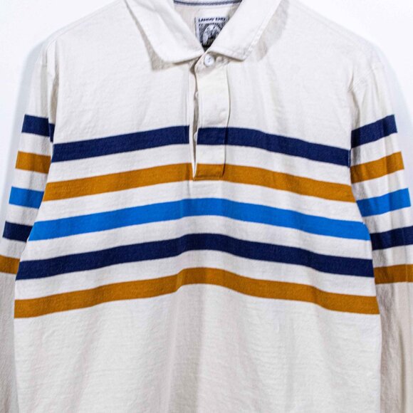 Lands End Striped Rugby Long Sleeve Shirt Large Y2K Preppy Streetwear Skate - Picture 3 of 11